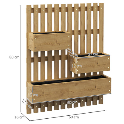 outsunny-wall-mounted-wooden-garden-planters-with-trellis-drainage-holes-and-3-planter-boxes-for-patio-carbonised