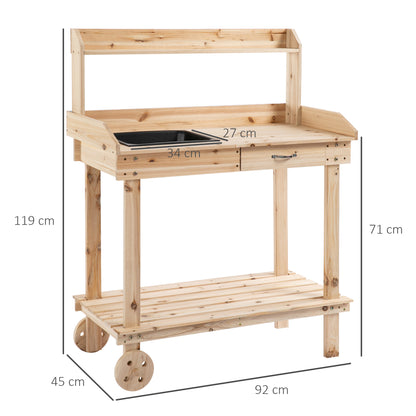 outsunny-garden-potting-bench-table-wooden-work-station-outdoor-planting-workbench-with-2-wheels-sink-drawer-large-storage-spaces-92x45x119cm