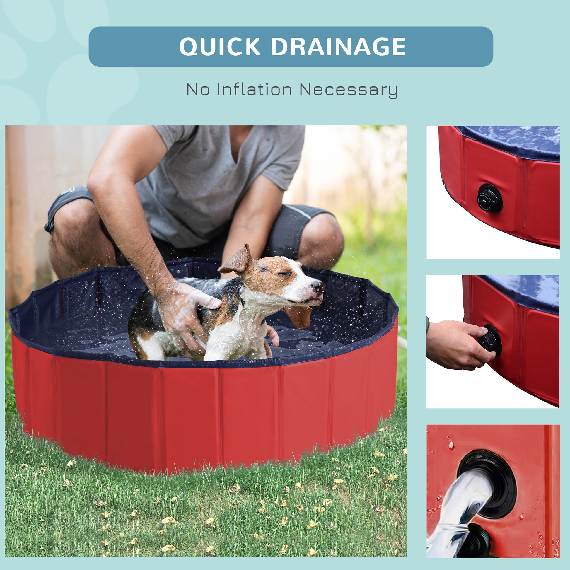 Pawhut ?100x30H cm Pet Swimming Pool-Red