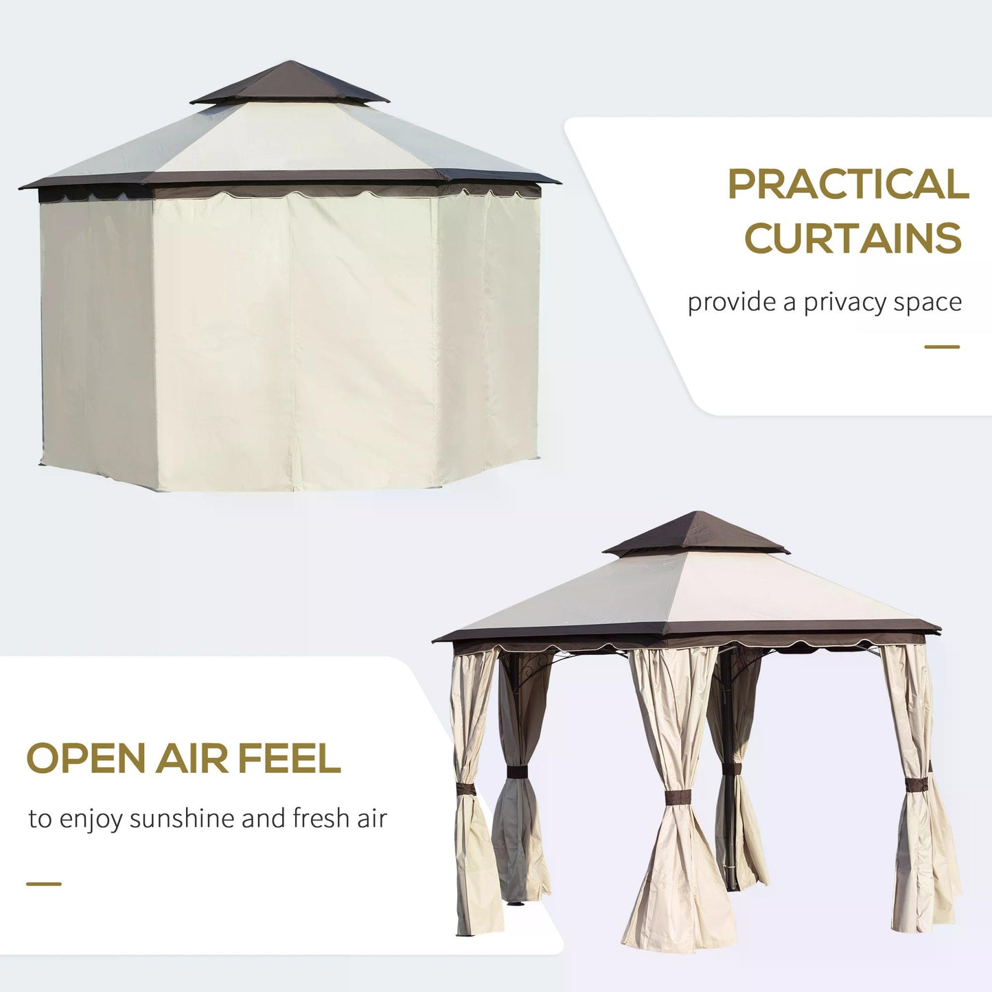 outsunny-3-4m-steel-gazebo-canopy-party-tent-garden-pavilion-patio-shelter-with-curtains-2-tier-roof-beige