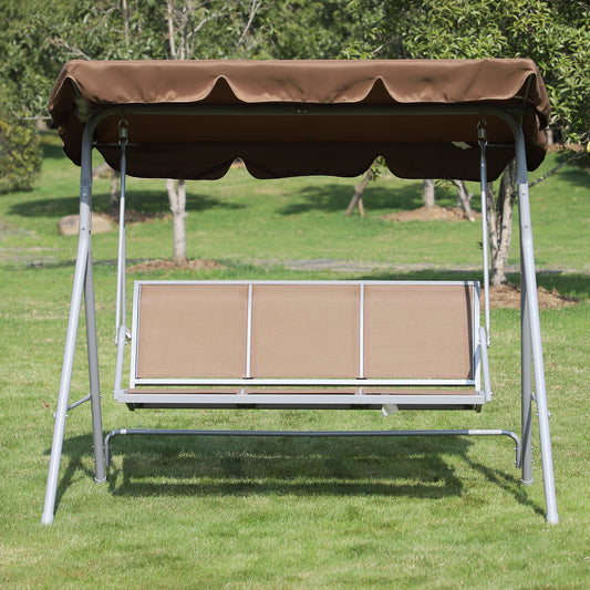 outsunny-metal-swing-chair-garden-hammock-bench-3-seater-rock-shelter-brown