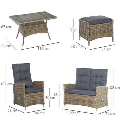 outsunny-6-pieces-pe-rattan-dining-set-patio-wicker-conversation-furniture-tempered-glass-table-top-dining-table-w-storage-layer-mixed-grey