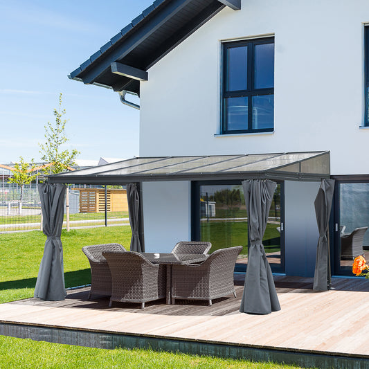 outsunny-4-x-3m-outdoor-hardtop-pergola-pc-roof-wall-lean-to-aluminium-gazebo-party-tent-garden-sun-shelter-marquee-pavilion-with-curtains-grey