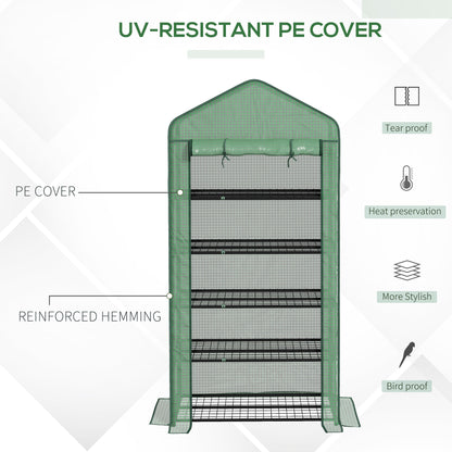 outsunny-5-tier-widened-mini-greenhouse-w-reinforced-pe-cover-portable-green-house-w-roll-up-door-wire-shelves-193h-x-90w-x-49dcm-green