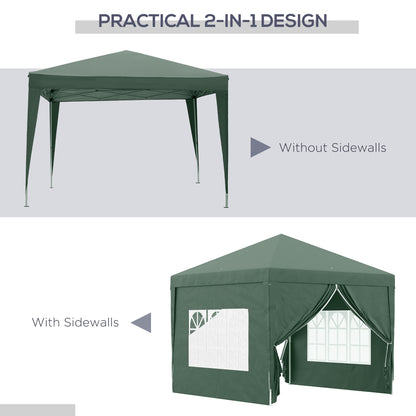 outsunny-3-x-3m-pop-up-gazebo-wedding-party-canopy-tent-marquee-with-carry-bag-and-windows-green