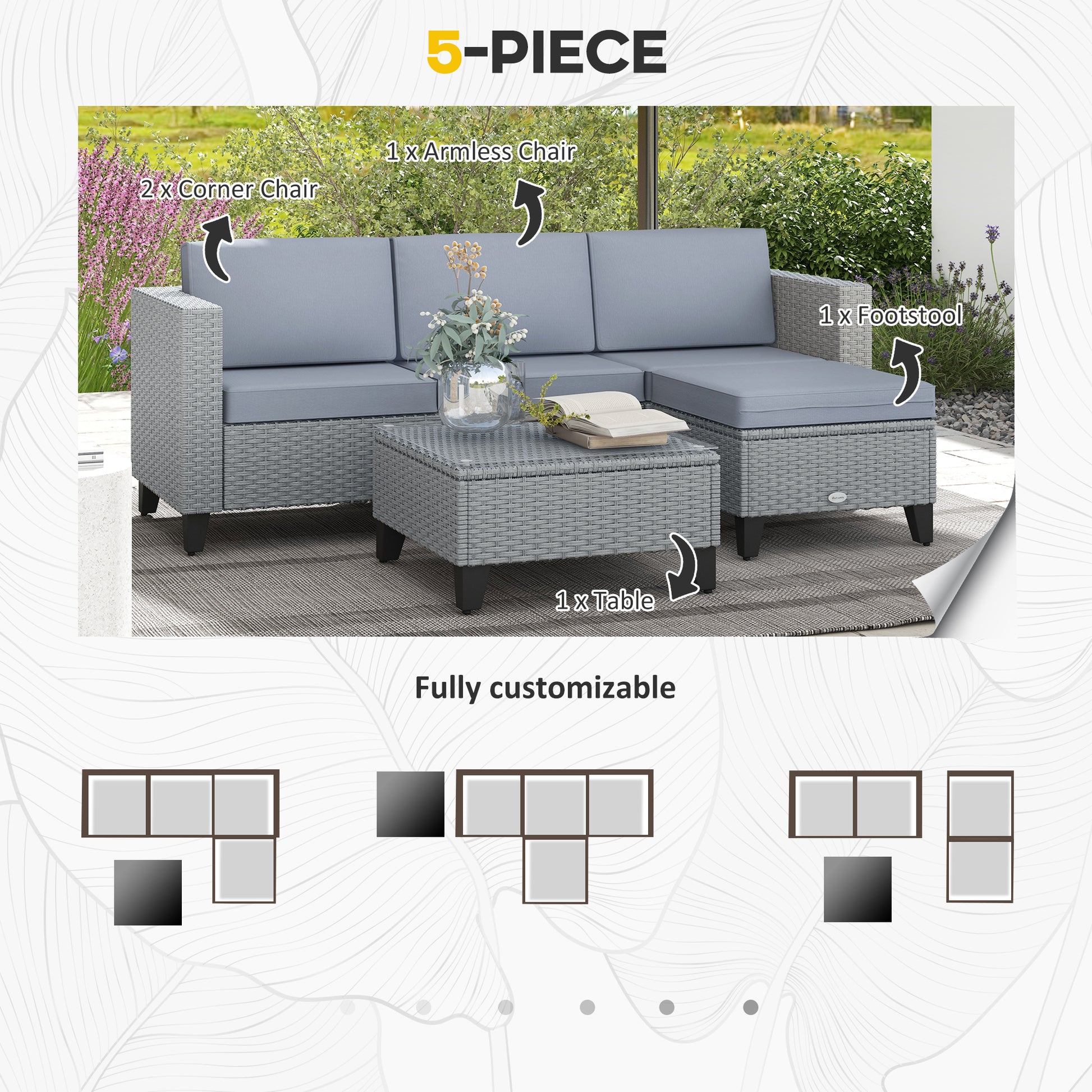 outsunny-5-piece-rattan-patio-furniture-set-with-corner-sofa-footstools-coffee-table-for-poolside-grey