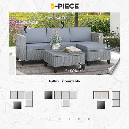 outsunny-5-piece-rattan-patio-furniture-set-with-corner-sofa-footstools-coffee-table-for-poolside-grey