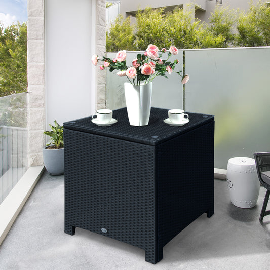 outsunny-rattan-garden-furniture-side-table-patio-frame-tempered-glass-new-black