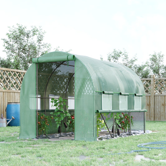 outsunny-walk-in-greenhouse-garden-polytunnel-with-pe-cover-zipped-roll-up-door-and-6-mesh-windows-3x2x2m-green