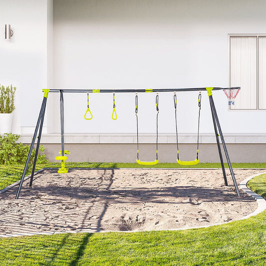 outsunny-kids-swing-set-for-backyard-outdoor-play-equipment-w-adjustable-swing-seats-seesaw-basket-hoop-a-frame-metal-stand-for-ages-3-10-years