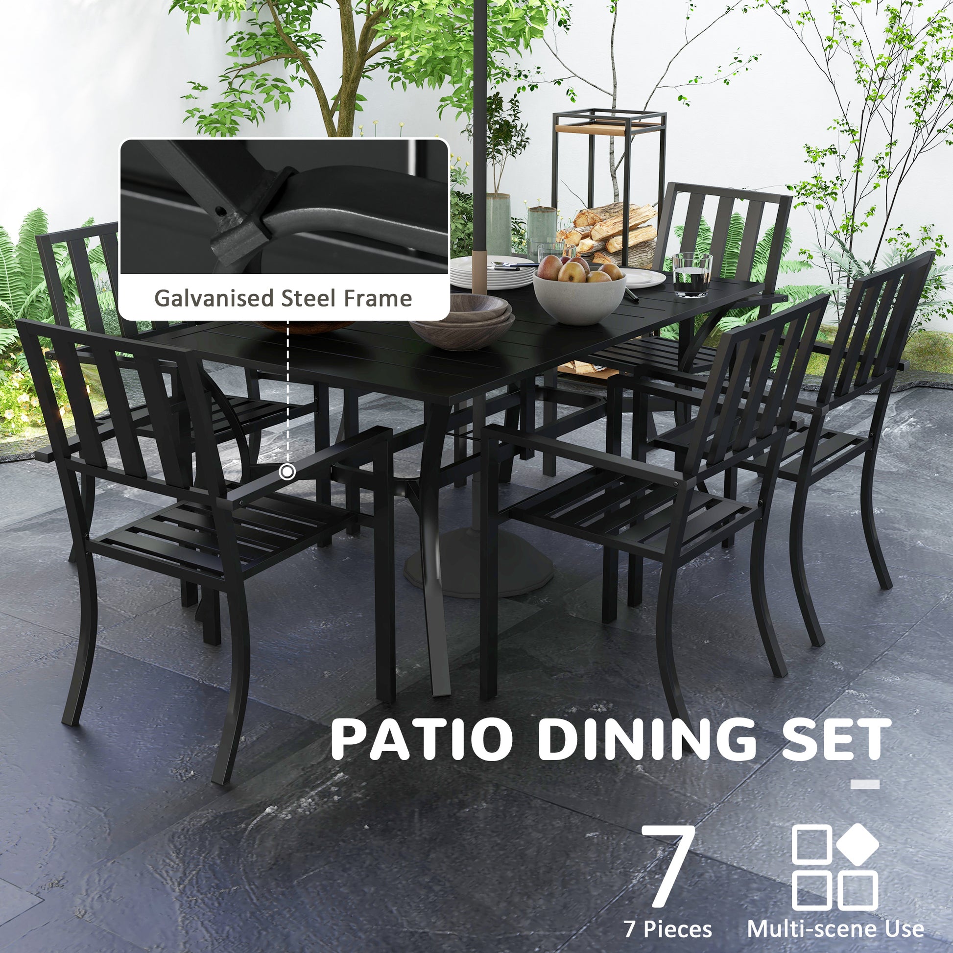 outsunny-7-pieces-garden-table-and-chairs-6-seater-outdoor-table-and-chairs-with-umbrella-hole-for-poolside-garden-black