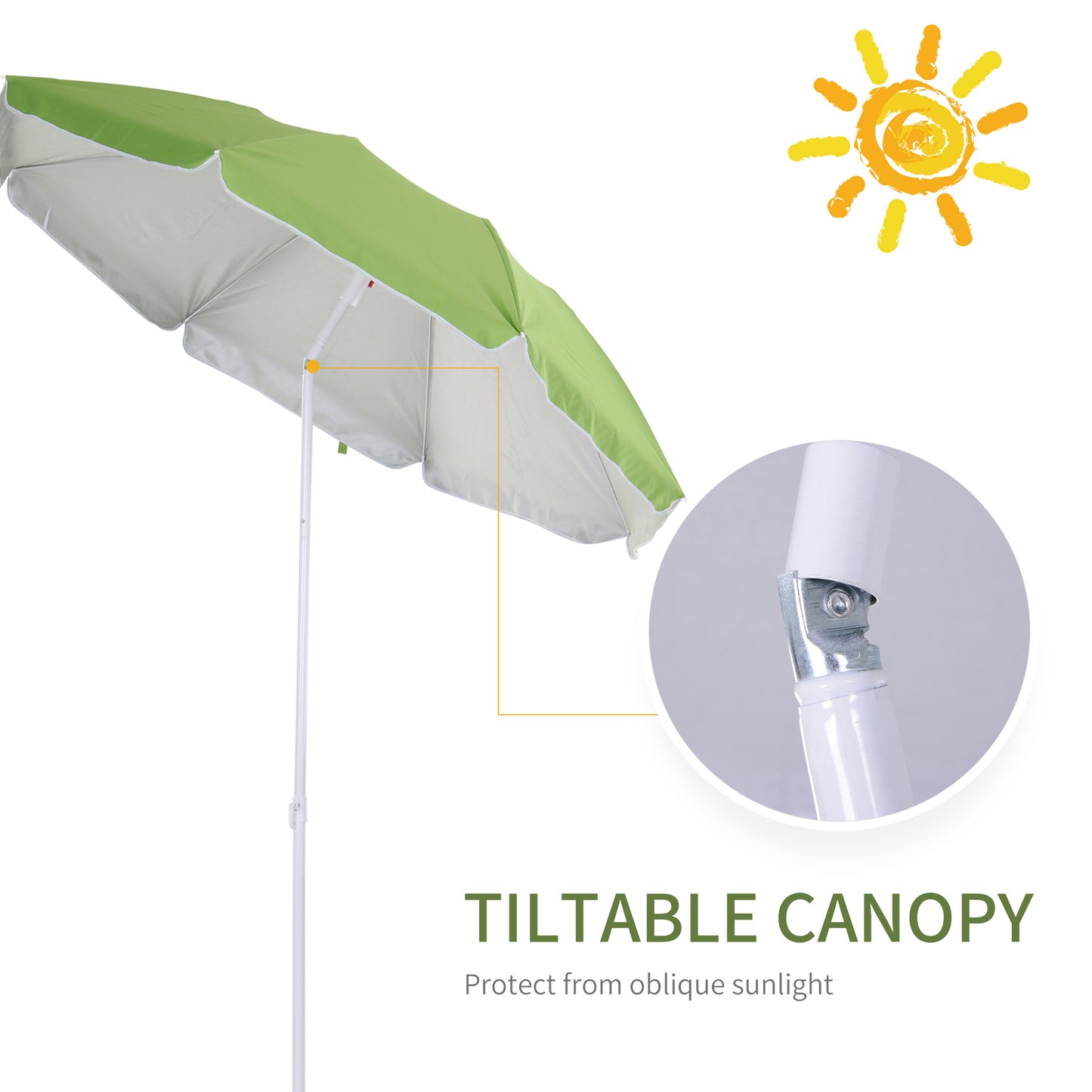 outsunny-1-7m-x-2m-tilted-steel-frame-beach-parasol-green