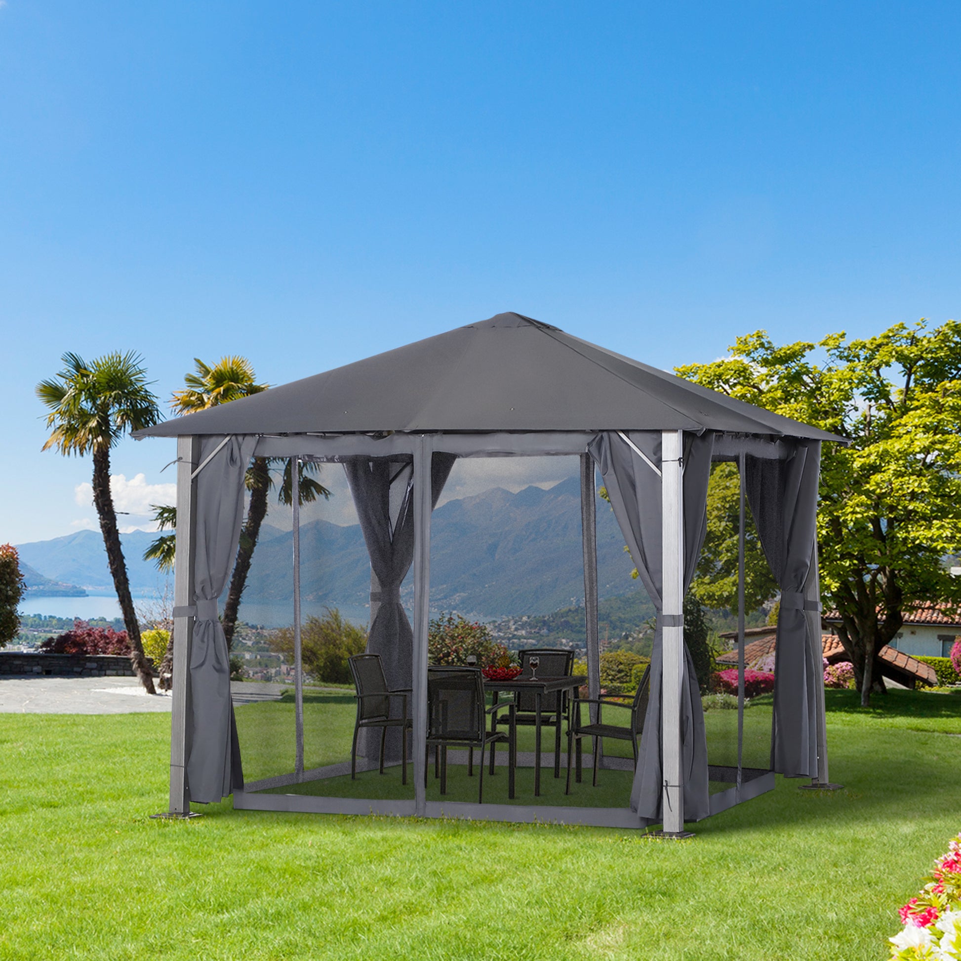 outsunny-metal-frame-curtain-draped-outdoor-garden-gazebo-grey