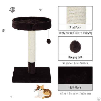 PawHut Cat Tree Scratching Post Furniture Pet Play Area Activity Center Kitten Climbers Climbing Exercise w/ Hanging Toy & Cushion-Brown