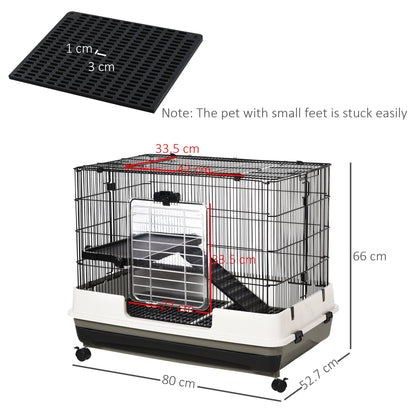 PawHut Small Animal Guinea Pigs Hutches Steel Wire Rabbit Cage Pet Play House  W/ Waste Tray Black