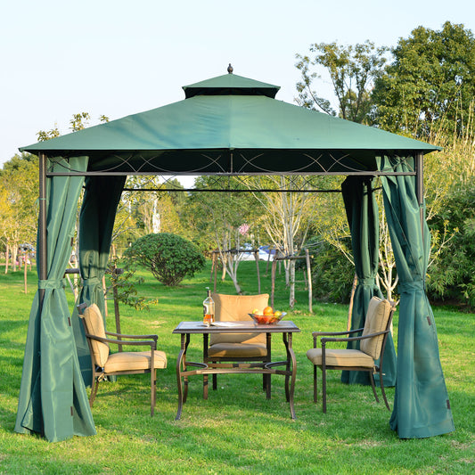 outsunny-3m-x-3m-metal-garden-gazebo-marquee-party-tent-patio-canopy-pavilion-sidewalls-green