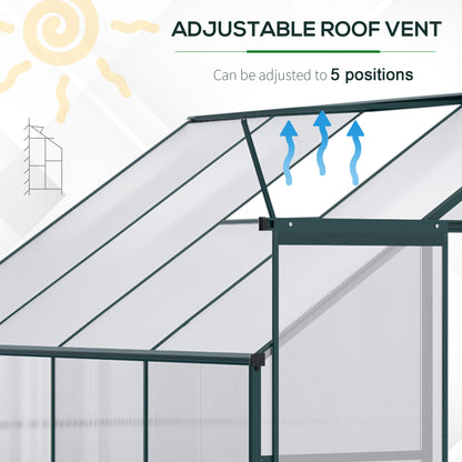 outsunny-walk-in-greenhouse-lean-to-wall-greenhouse-garden-heavy-duty-aluminium-polycarbonate-with-roof-vent-for-plants-253-x-127-x-220-cm