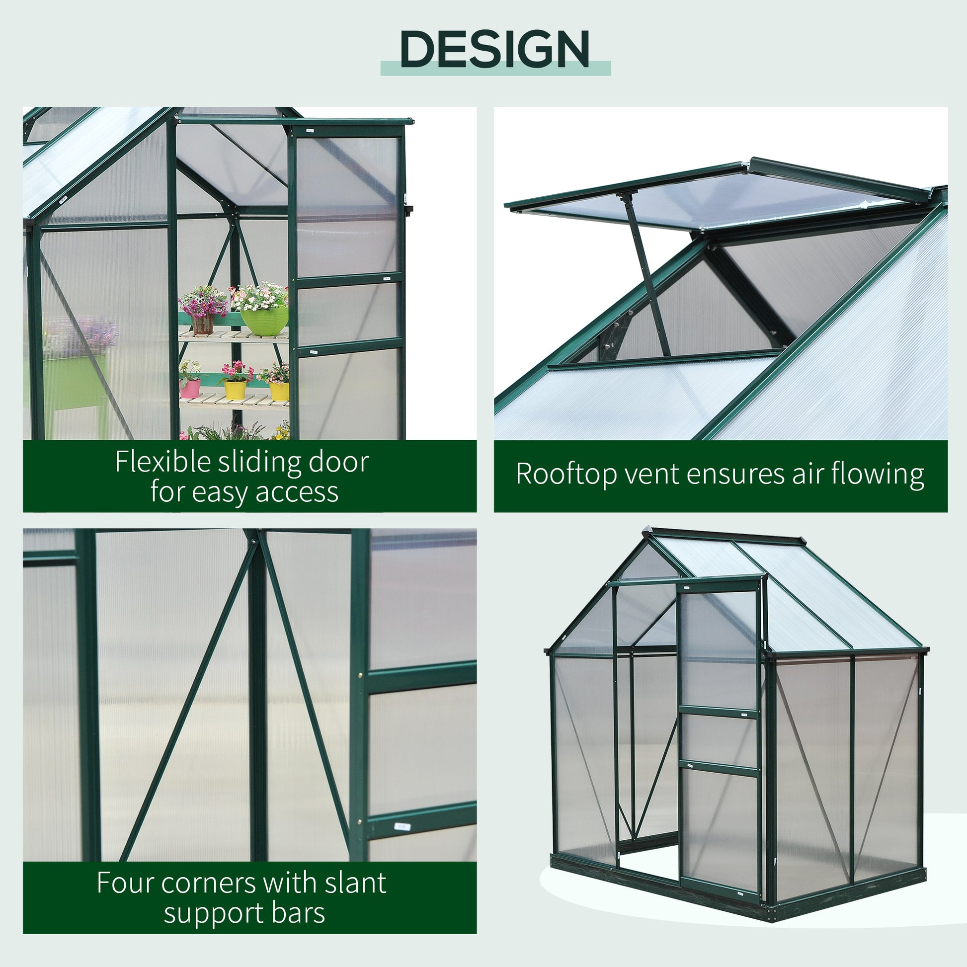 outsunny-clear-polycarbonate-greenhouse-large-walk-in-green-house-garden-plants-grow-galvanized-base-aluminium-frame-w-slide-door-6ft-x-4ft