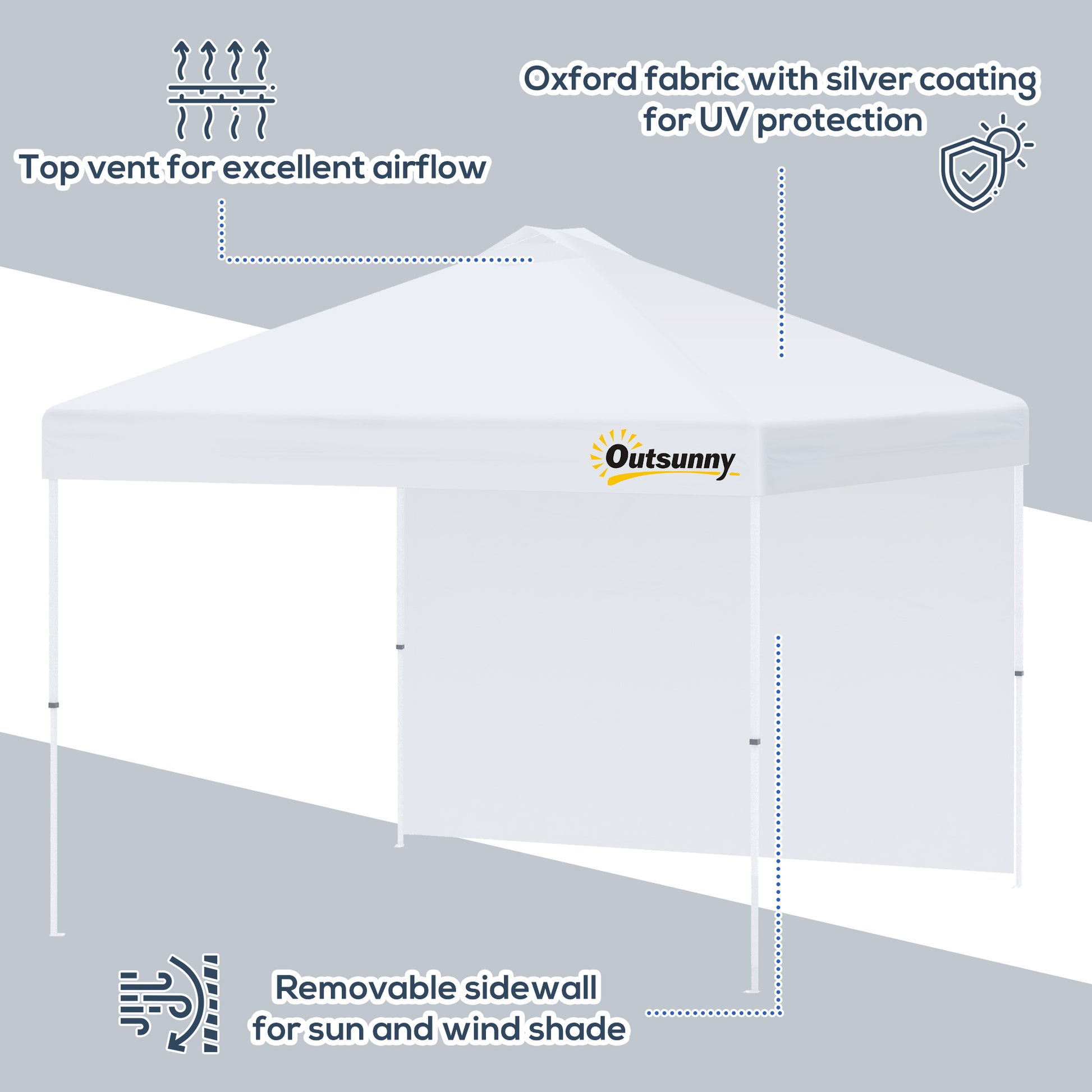 outsunny-3x3m-pop-up-gazebo-tent-with-1-sidewall-roller-bag-adjustable-height-event-shelter-tent-for-garden-patio-white