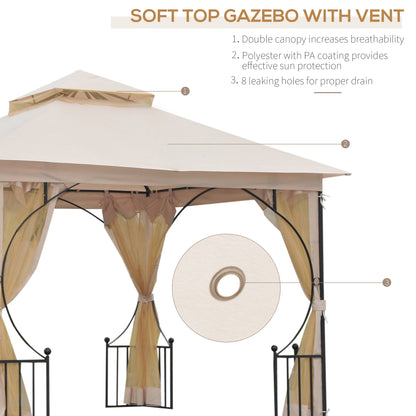 outsunny-3-x-3-m-garden-gazebo-patio-party-tent-shelter-outdoor-canopy-double-tier-sun-shade-metal-frame-beige