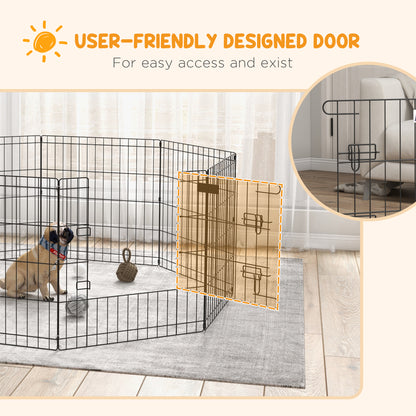 PawHut 8 Panel Dog Playpen Puppy Pen Rabbits Guinea Metal Crate Pet Cage Run Indoor Outdoor, 61x61 cm