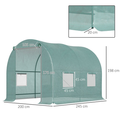 outsunny-walk-in-greenhouse-reinforced-polytunnel-greenhouse-garden-plants-grow-waterproof-cover-galvanised-base-w-slide-door-2-5-x-2-m