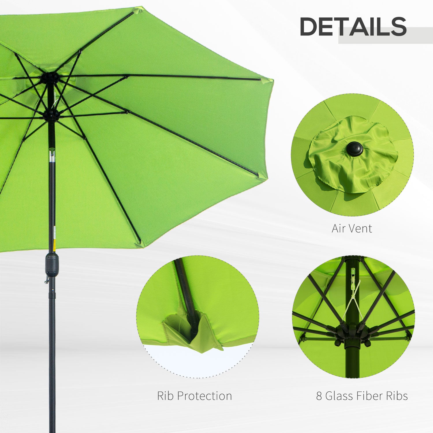 outsunny-2-7m-patio-parasol-sun-umbrella-tilt-shade-shelter-canopy-with-crank-8-ribs-aluminium-frame-light-green