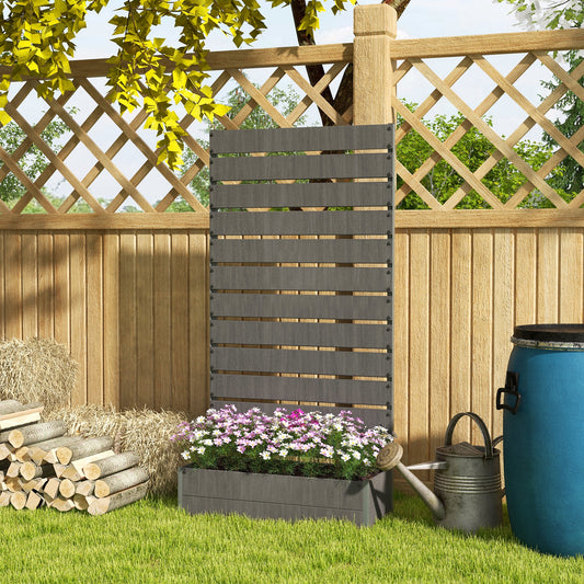 outsunny-raised-bed-for-garden-planter-with-trellis-for-climbing-plants-vines-planter-box-with-drainage-gap-dark-grey