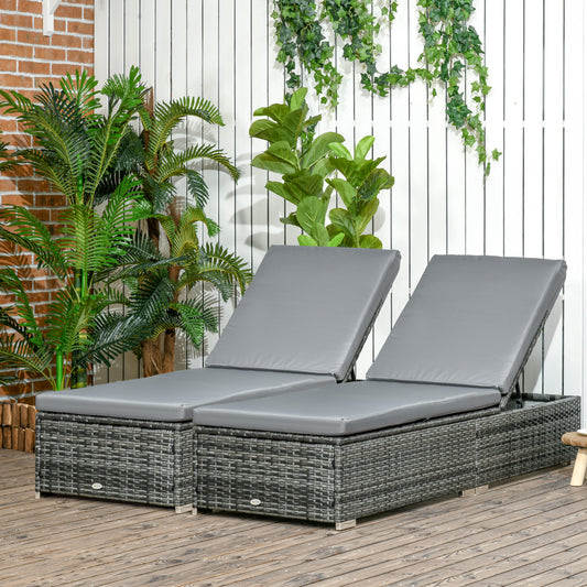 outsunny-pe-rattan-sun-loungers-set-of-2-w-cushion-2-pcs-garden-sunbed-furniture-w-5-level-backrest-reclining-patio-wicker-bed-chair-grey