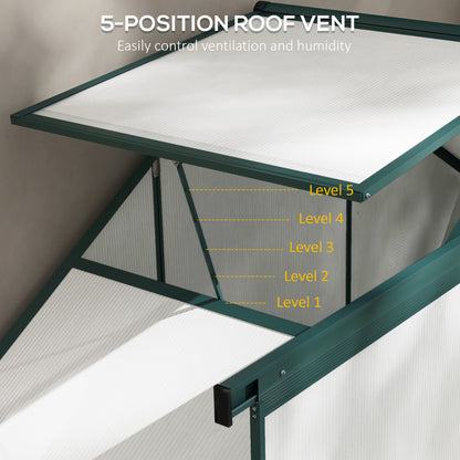 outsunny-6-x-2-5ft-polycarbonate-greenhouse-walk-in-green-house-with-rain-gutter-sliding-door-window-foundation-green