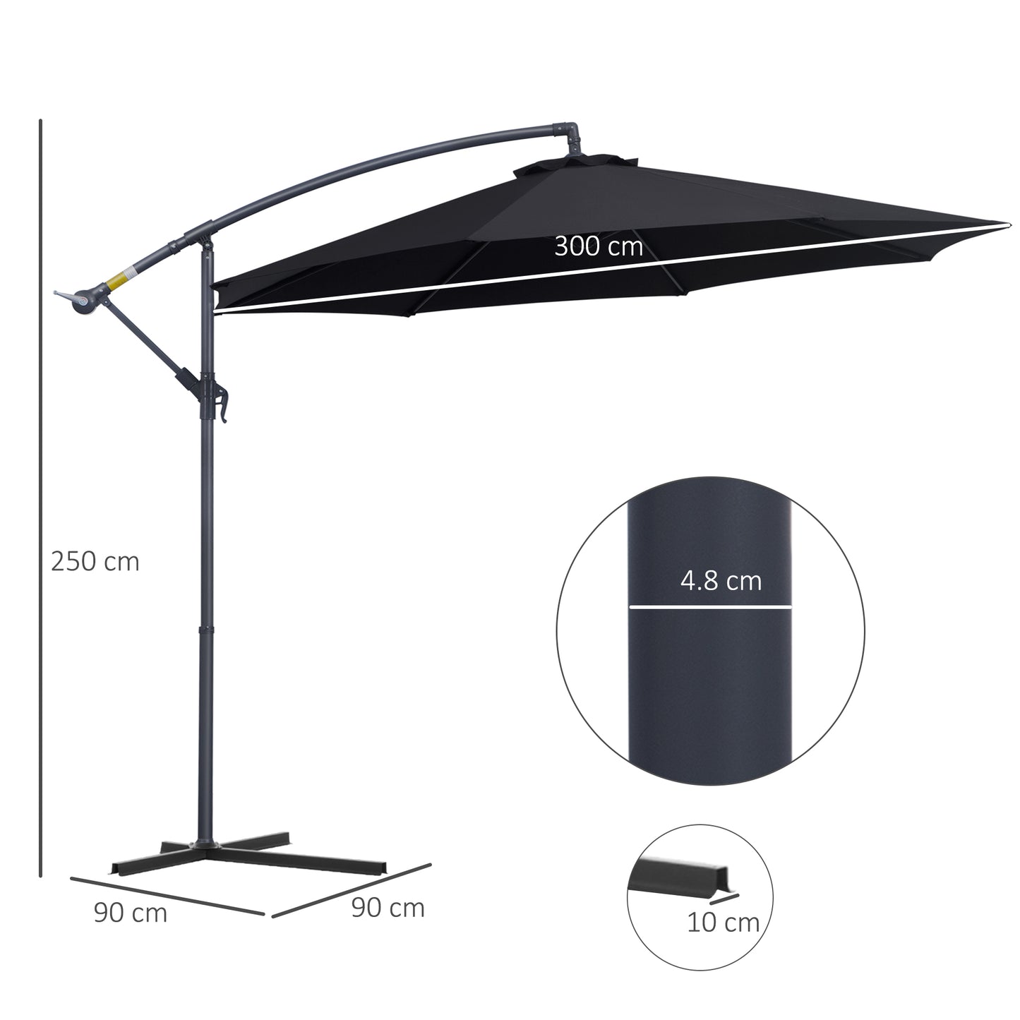 outsunny-3m-garden-cantilever-parasol-patio-banana-hanging-umbrella-sun-shade-with-crank-tilt-8-ribs-and-cross-base-black