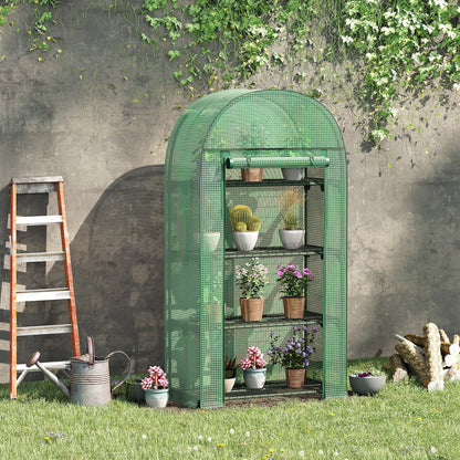 outsunny-80x49x160cm-mini-greenhouse-for-outdoor-portable-gardening-plant-with-storage-shelf-roll-up-zippered-door-metal-frame-and-pe-cover-green