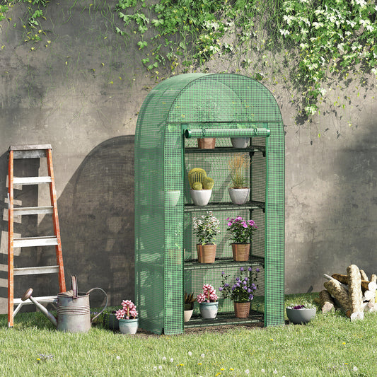 outsunny-80x49x160cm-mini-greenhouse-for-outdoor-portable-gardening-plant-with-storage-shelf-roll-up-zippered-door-metal-frame-and-pe-cover-green