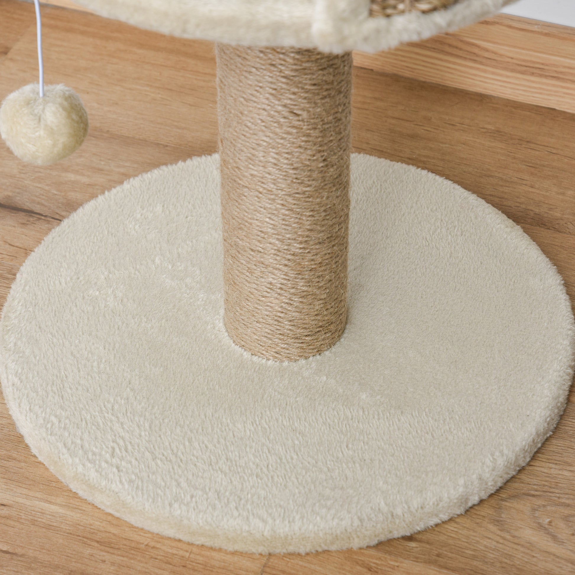 PawHut Basics Cat Tree Tower With Bed and Scratching Post,Cat Scratching Post Activity Center Kitten House with Dangling Ball Perch, Beige