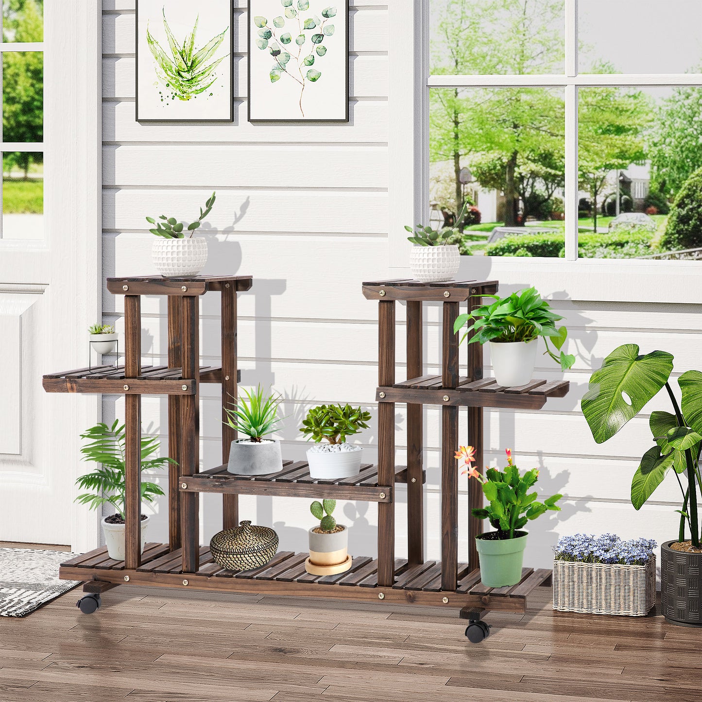 outsunny-4-tier-floor-standing-flower-rack-wood-plant-stand-for-indoor-outdoor-garden-balcony-w-wheels-handle-123-5l-x-33w-x-80h-cm-8-pots