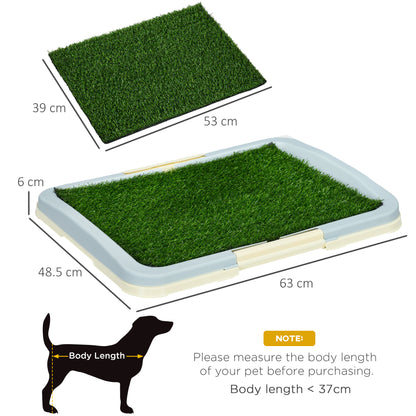 PawHut Puppy Training Pad Indoor Portable Puppy Pee Pad with Artificial Grass, Grid Panel, Tray, 63 x 48.5cm