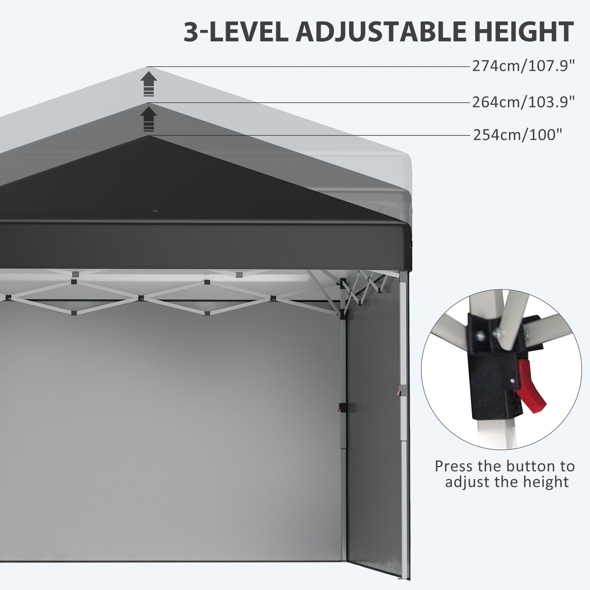 outsunny-3-x-3-m-pop-up-gazebo-event-shelter-height-adjustable-party-tent-with-2-sidewalls-weight-bags-and-wheeled-bag