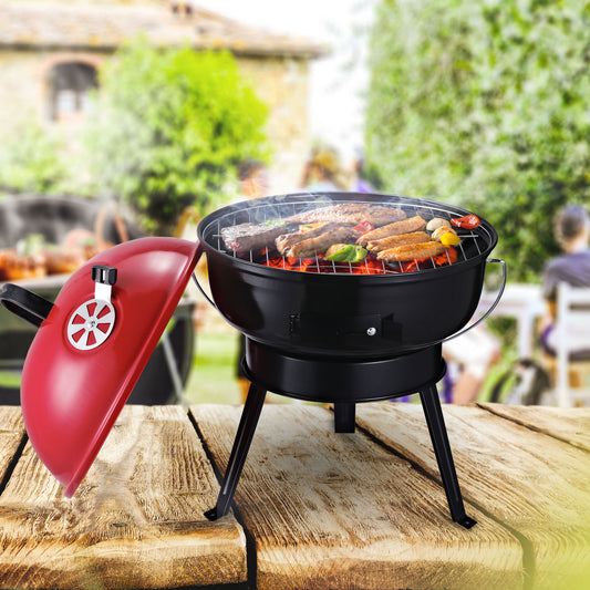 outsunny-charcoal-bbq-charcoal-grill-metal-portable-tripod-grill-black-red