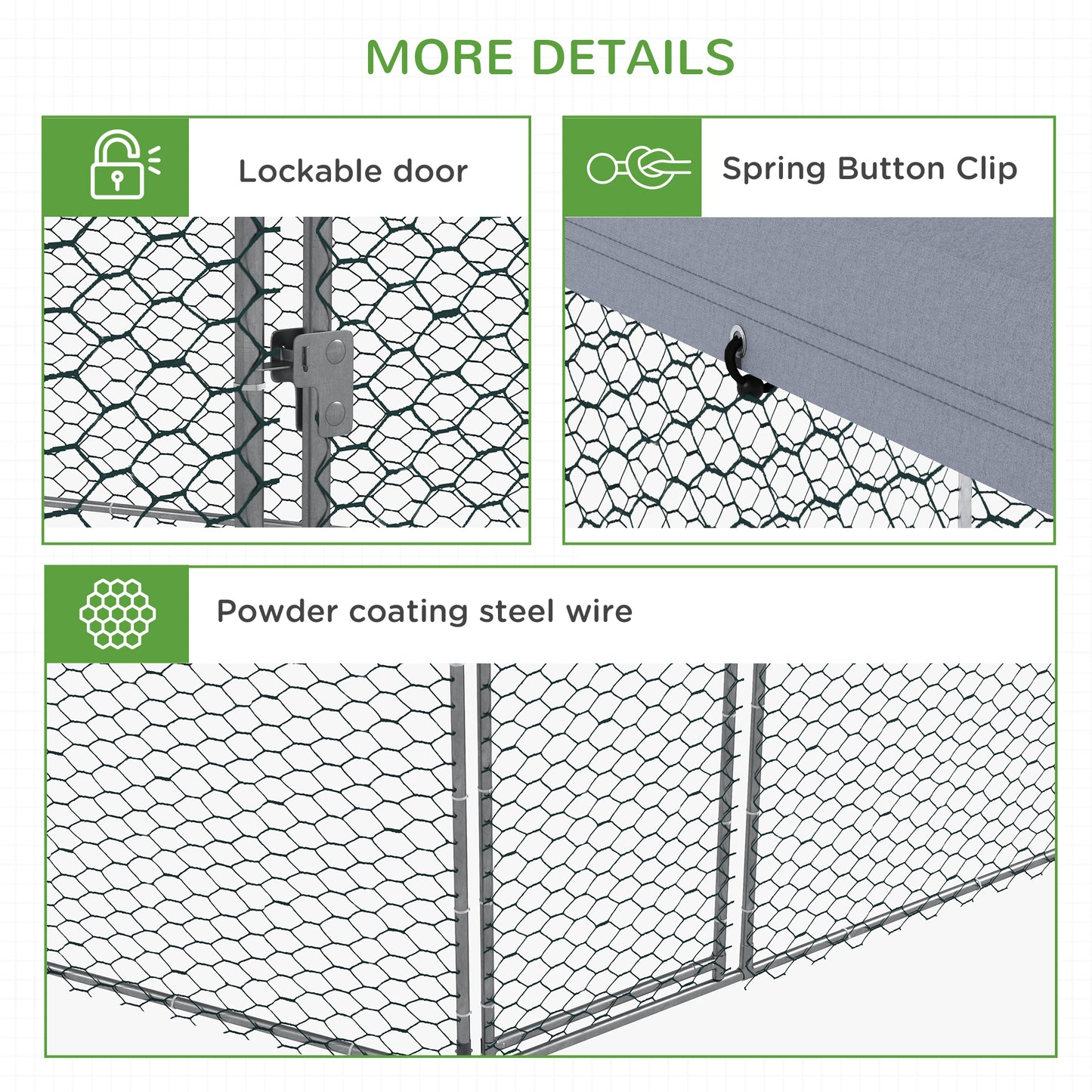 PawHut 4 x 3.5 x 2.6m Chicken Coop for 10-15 Chickens, Hens, Rabbits, Ducks, Outdoor Garden Chicken Run