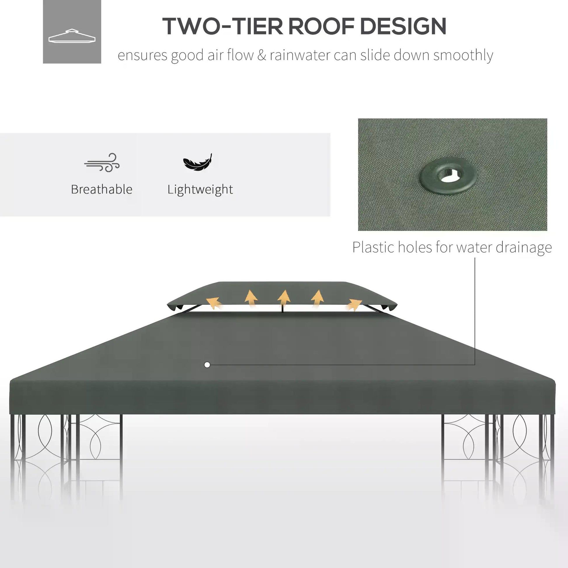 outsunny-3x4m-gazebo-replacement-roof-canopy-2-tier-top-uv-cover-garden-patio-awning-shelters-deep-grey-top-only