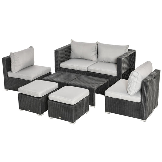 outsunny-6-seater-garden-rattan-wicker-sofa-set-w-coffee-table-wicker-weave-chair-space-saving-footstool-padded-cushions-black