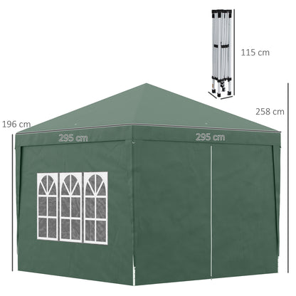 outsunny-3-x-3m-pop-up-gazebo-wedding-party-canopy-tent-marquee-with-carry-bag-and-windows-green