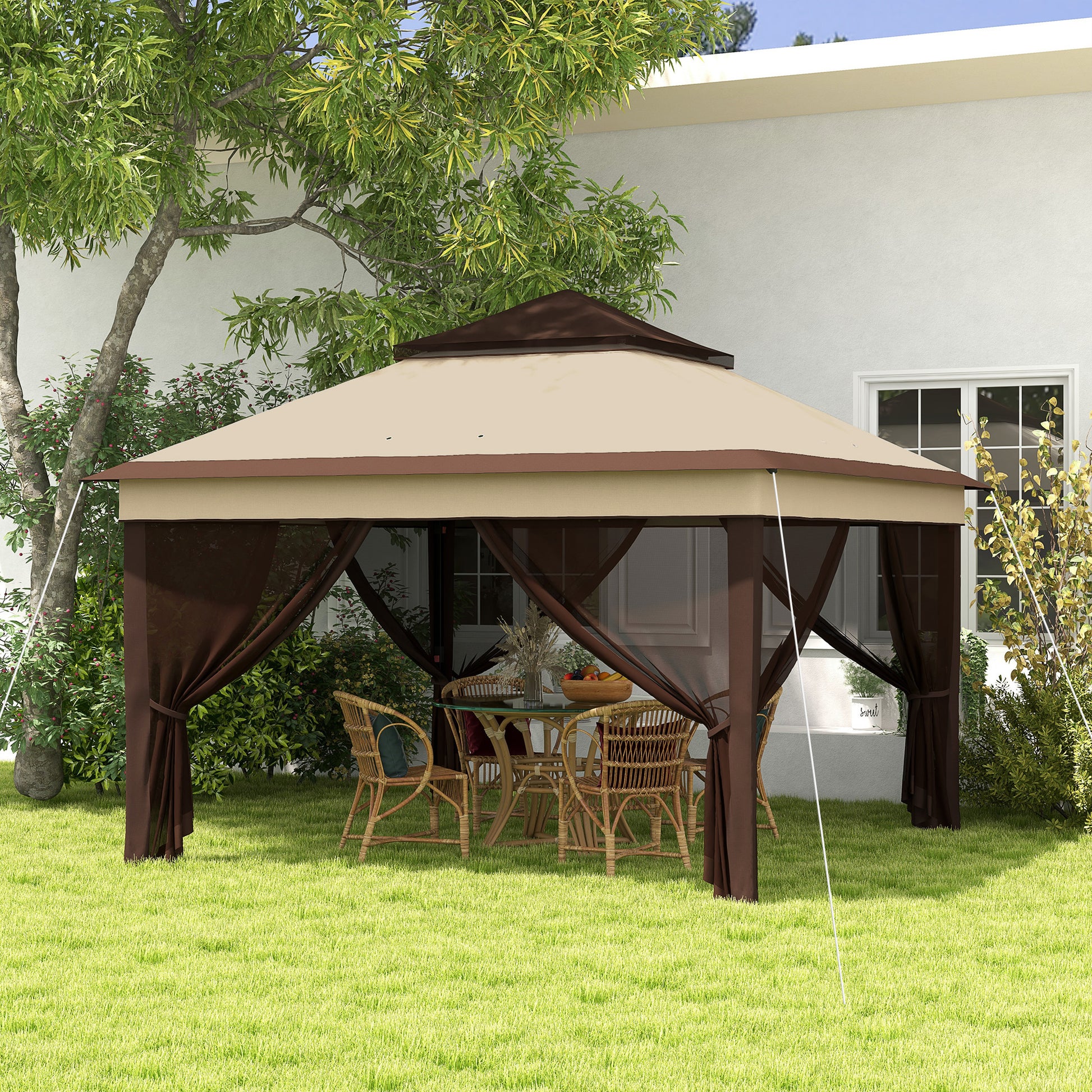 outsunny-3-x-3m-pop-up-gazebo-height-adjustable-instant-event-shelter-with-netting-and-carrying-bag-beige