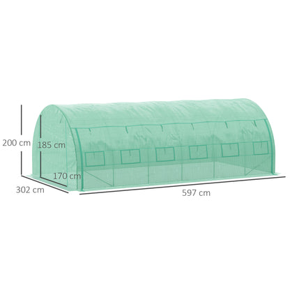 outsunny-polytunnel-greenhouse-walk-in-grow-house-tent-with-roll-up-sidewalls-zipped-door-and-12-windows-6x3x2m-green