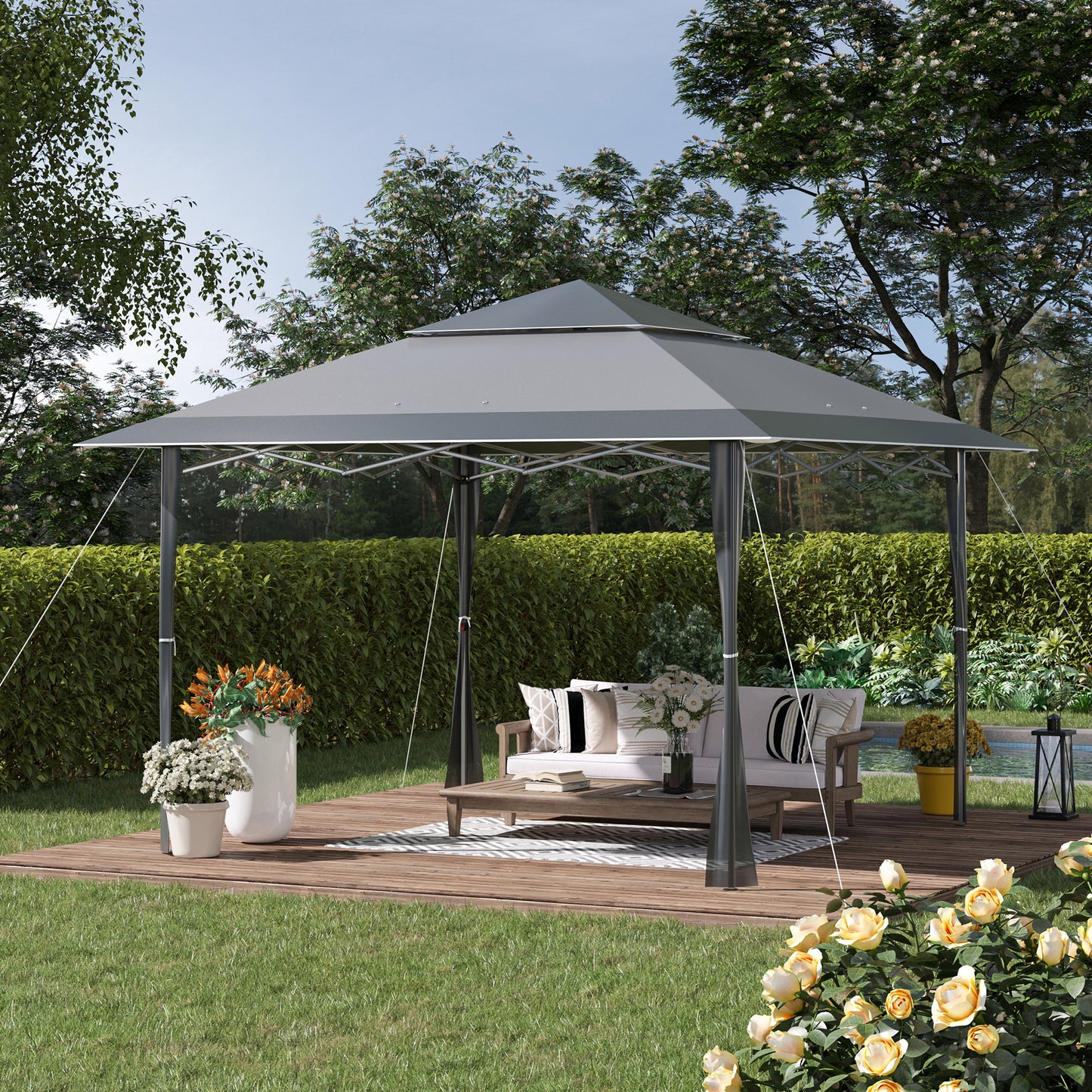 outsunny-4-x-4m-pop-up-gazebo-double-roof-canopy-tent-with-roller-bag-adjustable-legs-outdoor-party-steel-frame-dark-grey