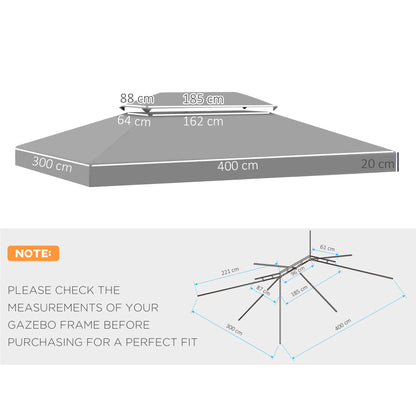 outsunny-3x4m-gazebo-replacement-roof-canopy-2-tier-top-uv-cover-garden-outdoor-awning-shelters-light-grey-top-only