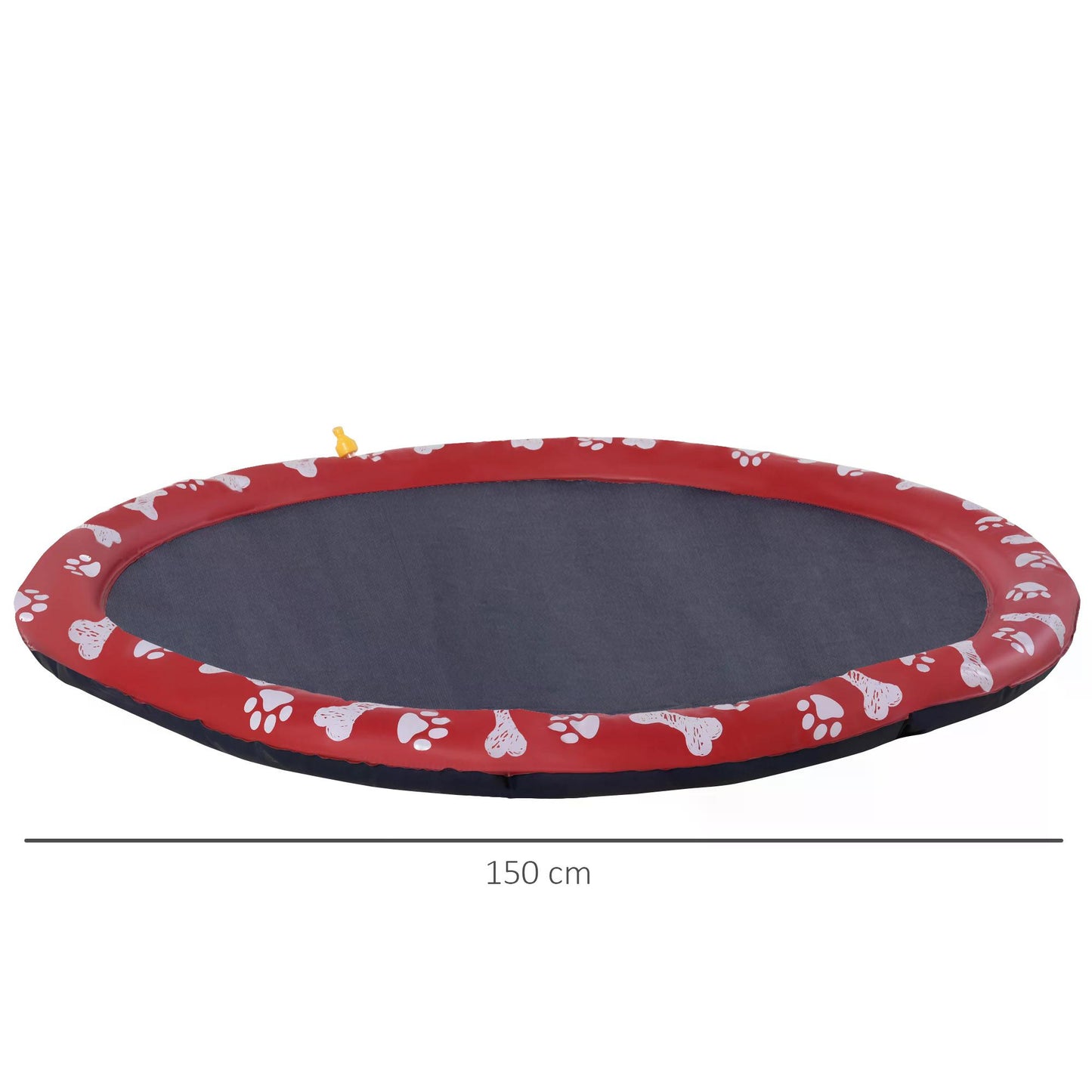 PawHut 150cm Splash Pad Sprinkler for Pets Dog Bath Pool Water Game Mat Toy Non-slip Outdoor Backyard Red