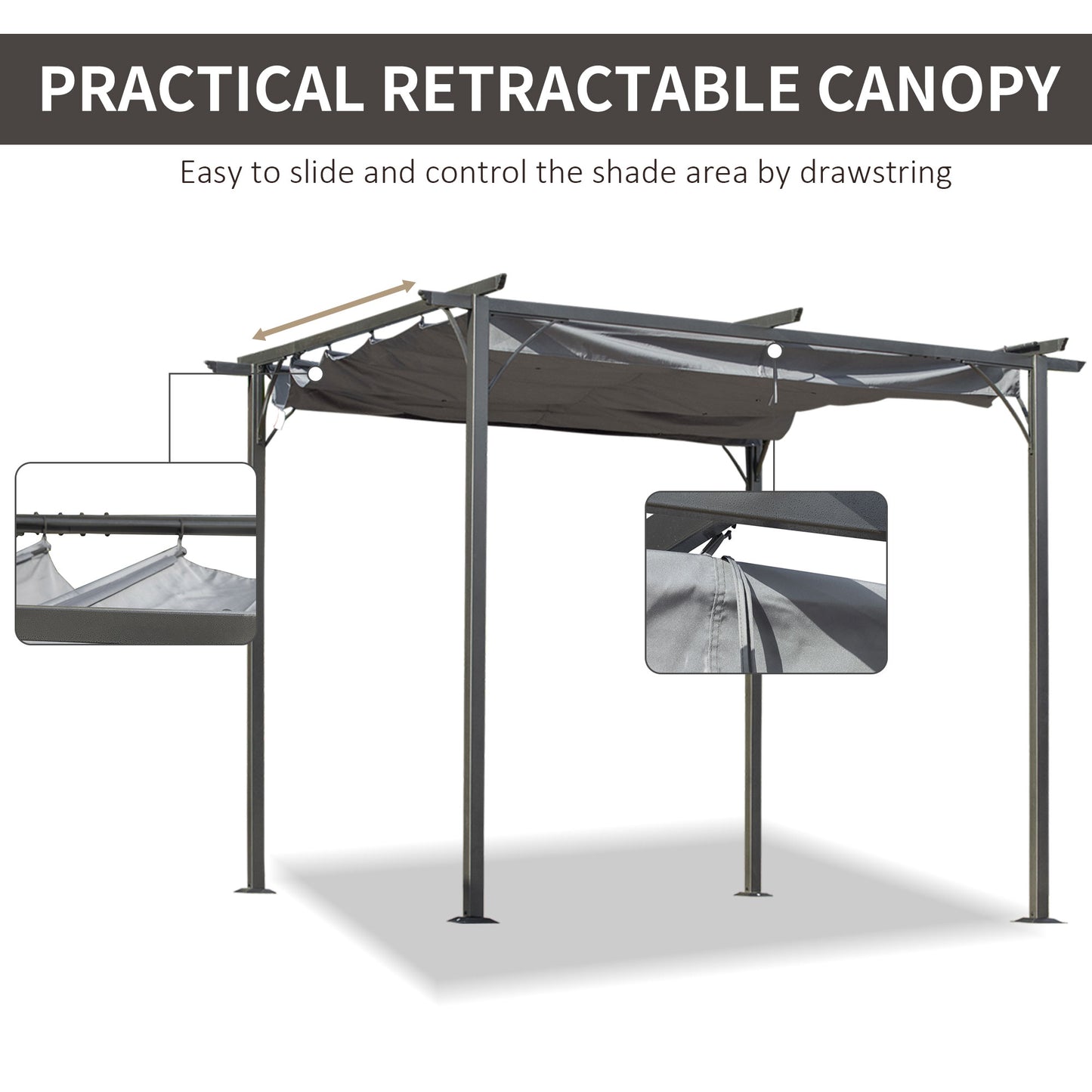 outsunny-3x3-m-metal-pergola-gazebo-awning-retractable-canopy-outdoor-garden-sun-shade-shelter-marquee-party-bbq-grey