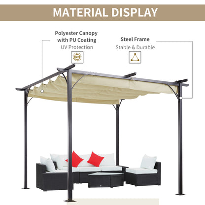 outsunny-3-x-3m-metal-pergola-gazebo-awning-retractable-canopy-outdoor-garden-sun-shade-shelter-marquee-party-bbq-beige