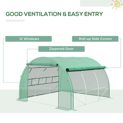 outsunny-polytunnel-greenhouse-walk-in-grow-house-tent-with-roll-up-sidewalls-zipped-door-and-6-windows-3x3x2m-green